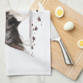 Border Collie Funny kersthond met boom Theedoek (Quarter Fold)