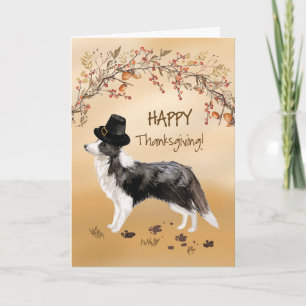 Border Collie Funny Pilgrim Pet Thanksgiving Kaart