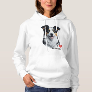 Border Collie gezicht (met I Love tekst) Hoodie