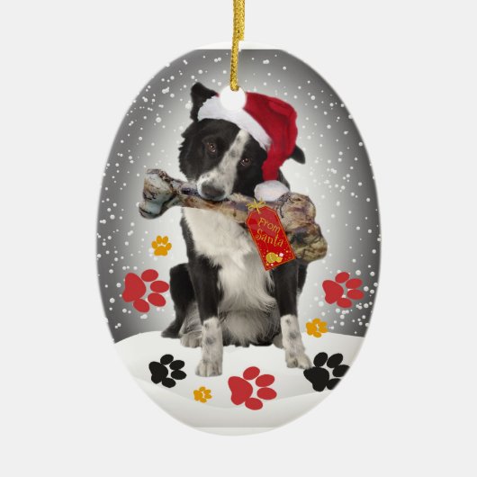 Border Collie Gift van kerstversiering Keramisch Ornament (Voorkant)