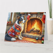 Border Collie Haard met Kerstverlichting Kaart (Voorkant)