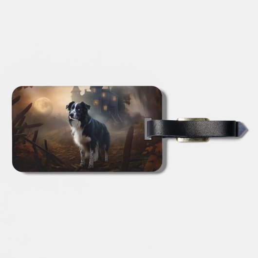Border Collie Halloween eng Bagagelabel (Achterkant horizontaal)