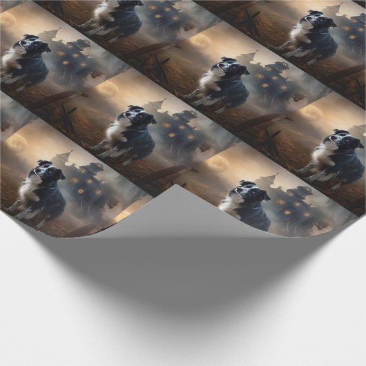 Border Collie Halloween eng Cadeaupapier (Hoek)
