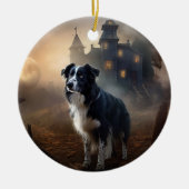 Border Collie Halloween eng Keramisch Ornament (Voorkant)