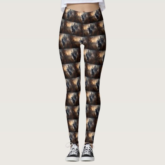 Border Collie Halloween eng Leggings (Voorkant)
