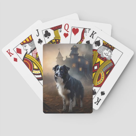 Border Collie Halloween eng Pokerkaarten (Achterkant)