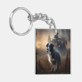 Border Collie Halloween eng Sleutelhanger (Voorkant Links)