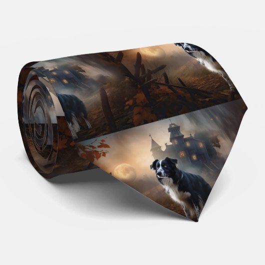 Border Collie Halloween eng Stropdas (Opgerold)