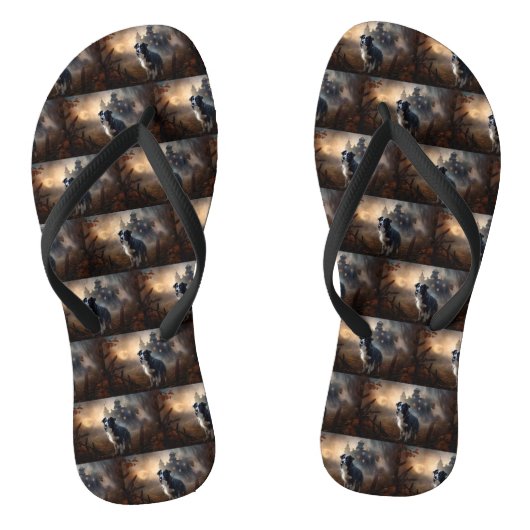 Border Collie Halloween eng Teenslippers (Voetbed)