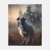 Border Collie Halloween Griezelen Fleece Deken (Voorkant)
