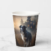 Border Collie Halloween Griezelen  Papieren Bekers (Achterkant)