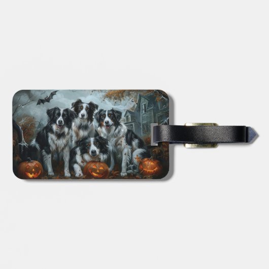 Border Collie Halloween Night Doggy Delight Bagagelabel (Achterkant horizontaal)