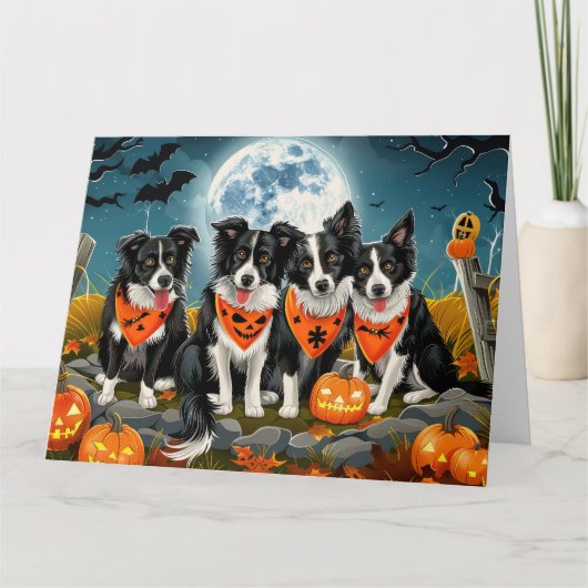 Border Collie Halloween Spooky Kaart (Voorkant)