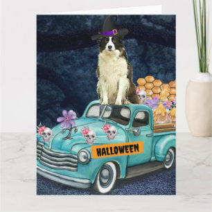 Border Collie Halloween vrachtwagen griezelige nac Kaart