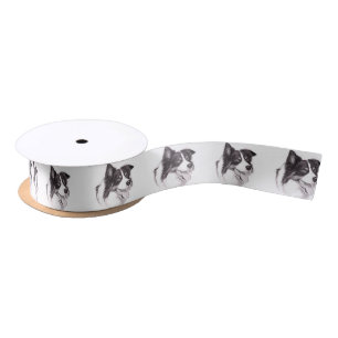 Border Collie Head Dog Art Ribbon Lint