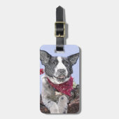 Border Collie Heeler Rescue Dog Sketch Art Bagagelabel (Voorkant verticaal)