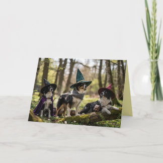 Border Collie Heks Halloween Kaart