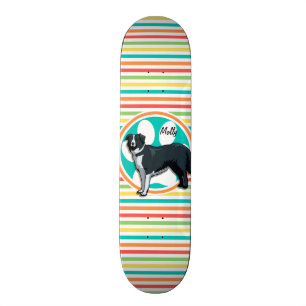 Border Collie; heldere regenboogstrepen Skateboard