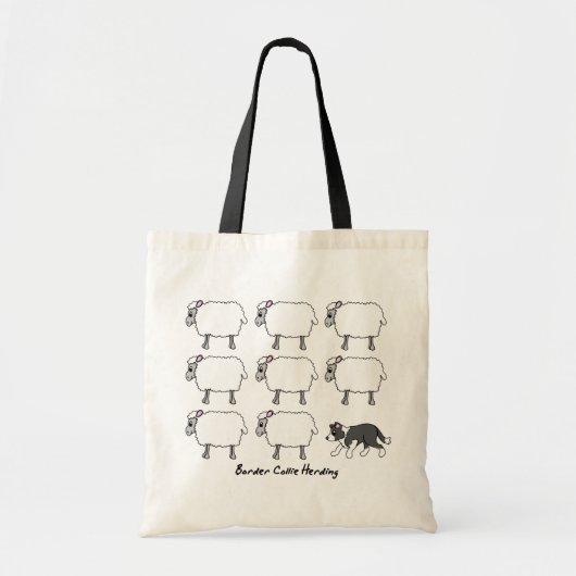 Border Collie Herding Sheep Bag Tote Bag (Voorkant)