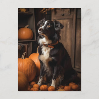Border Collie herfstpompoenen Briefkaart