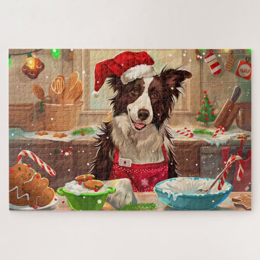 Border Collie Holiday Baking: Feestelijke Kerst Legpuzzel (Horizontaal)
