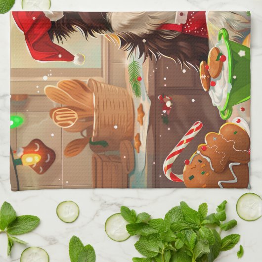 Border Collie Holiday Baking: Feestelijke Kerst Theedoek (Gevouwen)