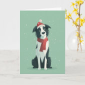 Border Collie Holiday Greeting Kaart (Gele Bloem)