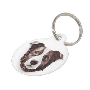 Border Collie Hond 3D Geïnspireerd Huisdierpenning