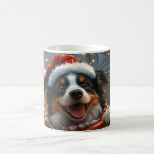 Border Collie Hond Achtbaan Kerstmis Koffiemok