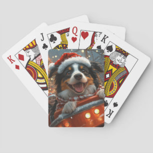 Border Collie Hond Achtbaan Kerstmis Pokerkaarten