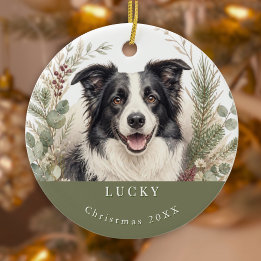 Border Collie Hond Afbeelding Aquarel Kerstmis Keramisch Ornament