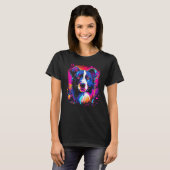 Border Collie Hond Australian Shepherd 80s Retrowa T-shirt (Voorkant volledig)