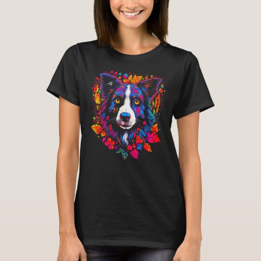 Border Collie Hond Bloem T-shirt (Voorkant)