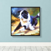 Border Collie-hond Canvas Afdruk (Insitu (Houten vloer))