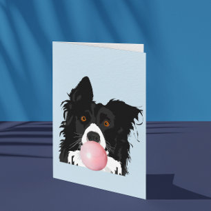 Border Collie-hond die kauwgom blaast Kaart