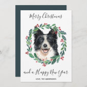 Border Collie Hond Elegant Vrolijk Kerstfeest Feestdagenkaart (Voorkant / Achterkant)