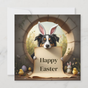 Border Collie hond en de boodschap Feestdagenkaart