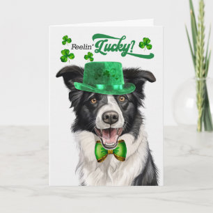 Border Collie Hond Gelukkig St. Patrick's Day Feestdagen Kaart