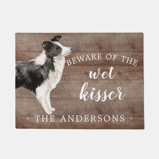 Border Collie Hond Gepersonaliseerde Deurmat (Voorkant)
