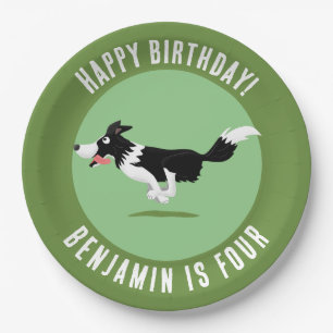 Border Collie hond gepersonaliseerde verjaardag ca Papieren Bordje