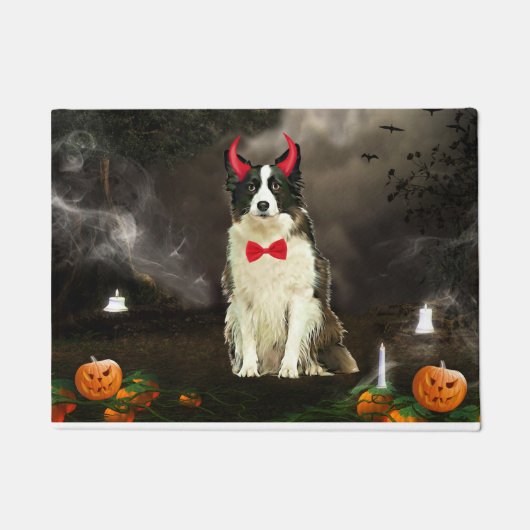 Border Collie Hond in Halloween Kostuum Deurmat (Voorkant)