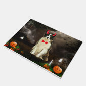 Border Collie Hond in Halloween Kostuum Deurmat (Schuin)