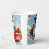 Border Collie Hond in Sledge Laat het Sneeuw Kerst Papieren Bekers (Links)