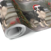 Border Collie Hond in Sneeuw Kerstmis Cadeaupapier (Rol Hoek)