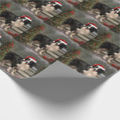 Border Collie Hond in Sneeuw Kerstmis Cadeaupapier (Hoek)