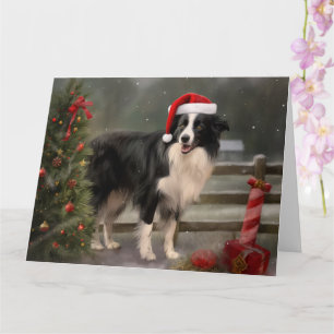 Border Collie Hond in Sneeuw Kerstmis Kaart
