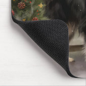Border Collie Hond in Sneeuw Kerstmis Muismat (Hoek)