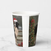 Border Collie Hond in Sneeuw Kerstmis Papieren Bekers (Rechts)