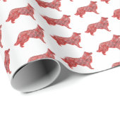 Border Collie Hond Kerst Silhouet Wit Cadeaupapier (Rol Hoek)