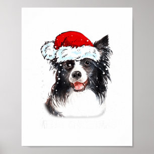 Border Collie Hond Kerstman Kerstlichtjes Kerstmis Poster